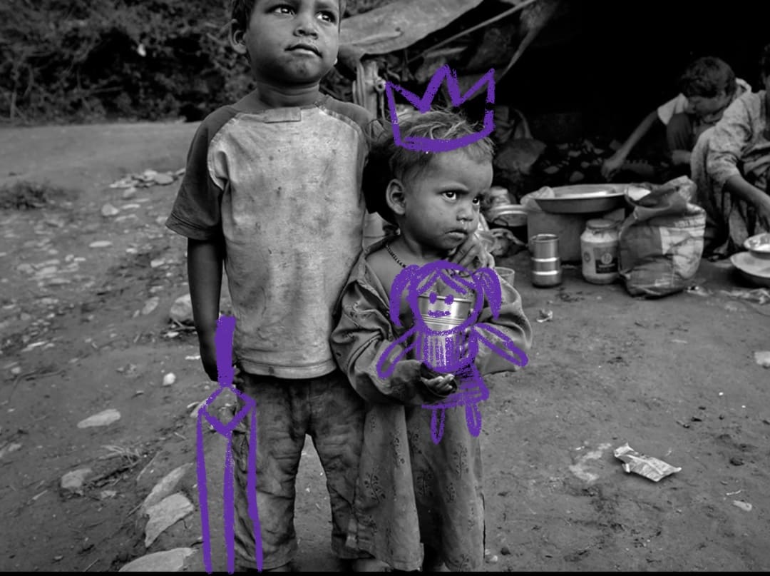 A child supported by Circle of Good, with our purple mark drawn over the photograph